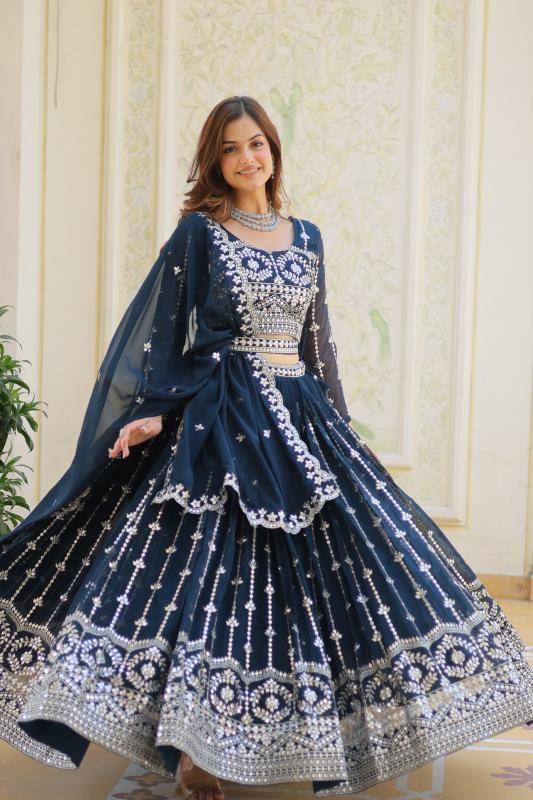 Ram-085 Georgette Blue Surat lehengha choli wholesalers